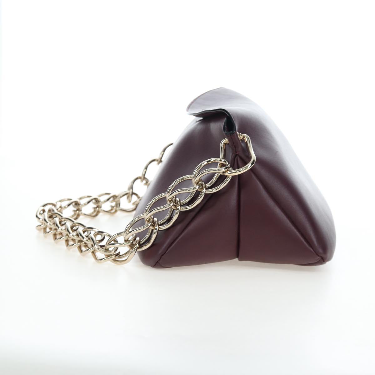 Chloe Juana Shoulder Bag Leather Bordeaux Gold Auth am12713M