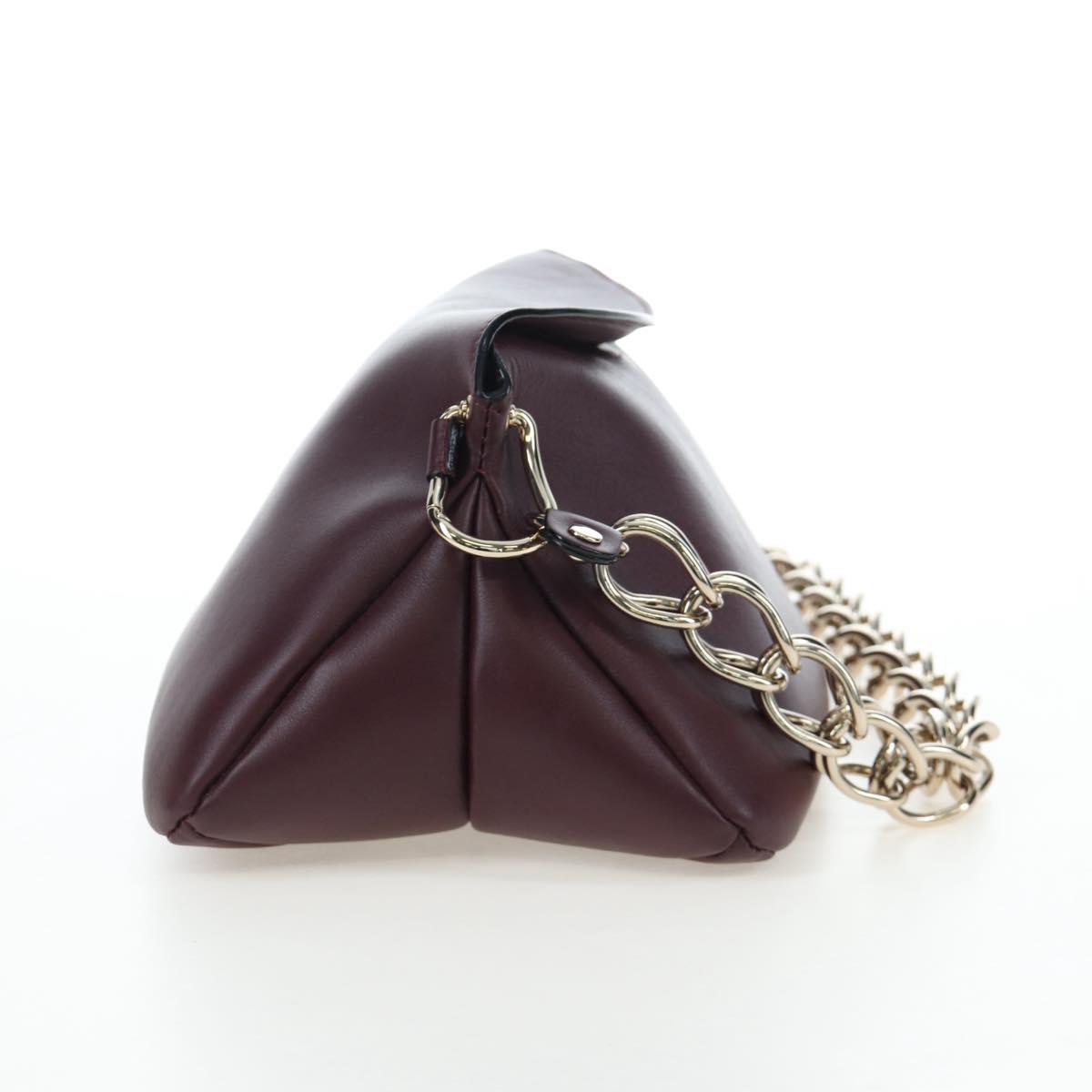 Chloe Juana Shoulder Bag Leather Bordeaux Gold Auth am12713M