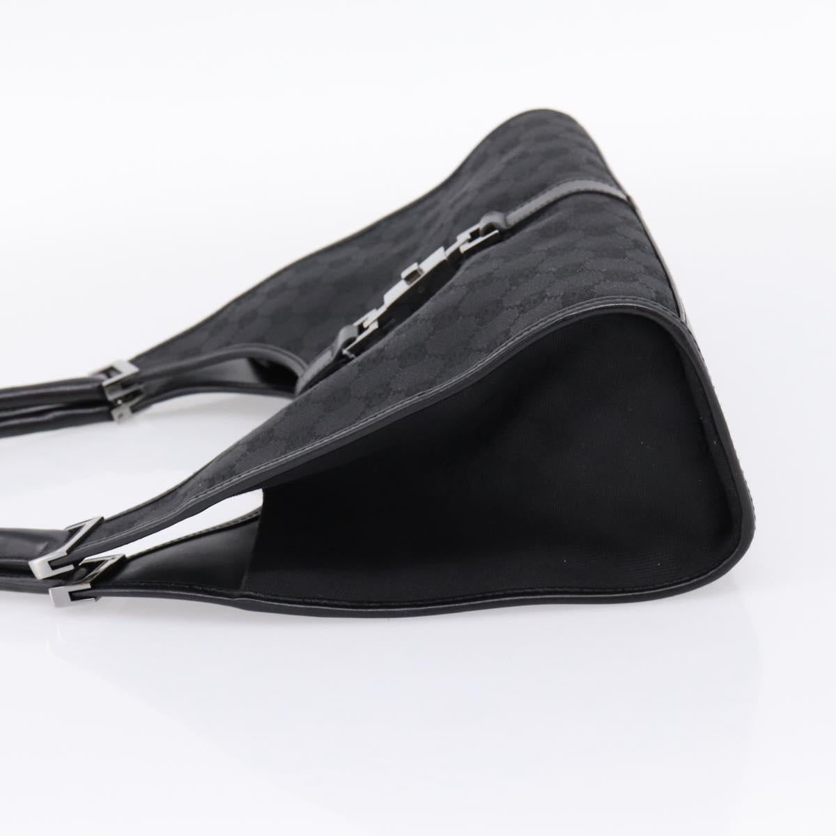 GUCCI GG Canvas Jackie Hand Bag Black Silver 01719 Auth am12714M