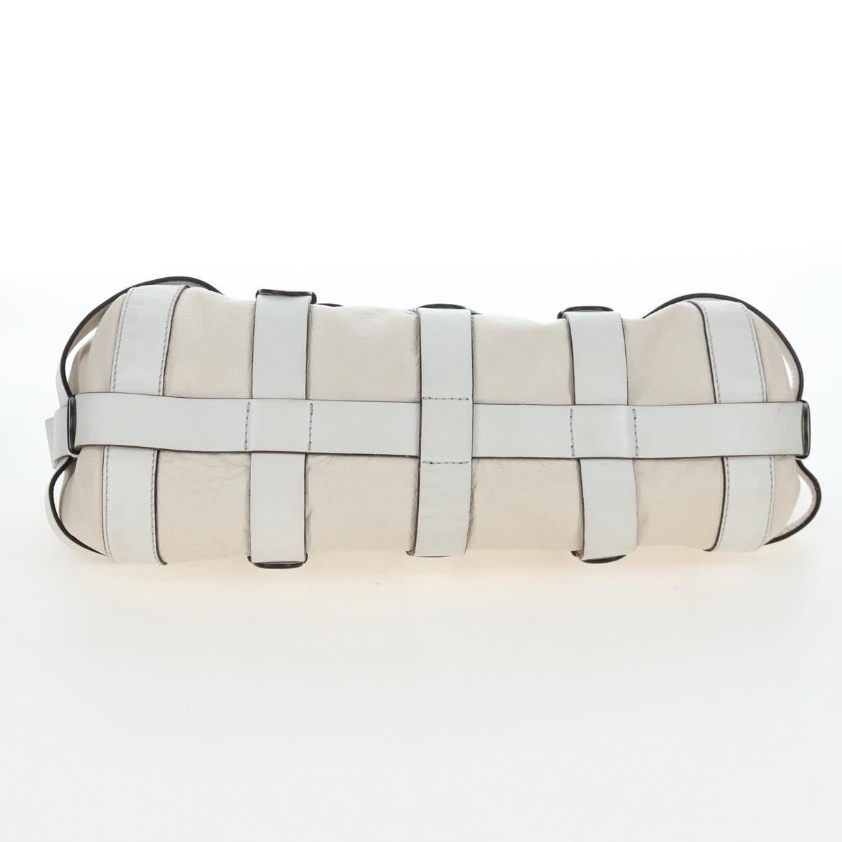 Chloe Kerala Hand Bag Leather White Gold Auth am12715V