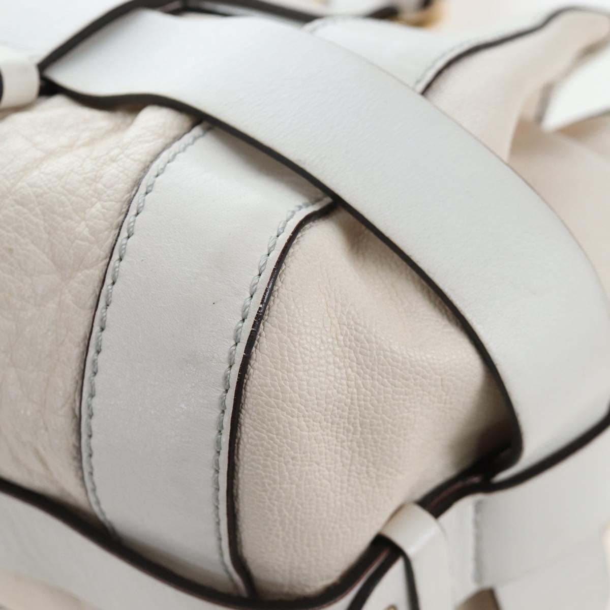 Chloe Kerala Hand Bag Leather White Gold Auth am12715V