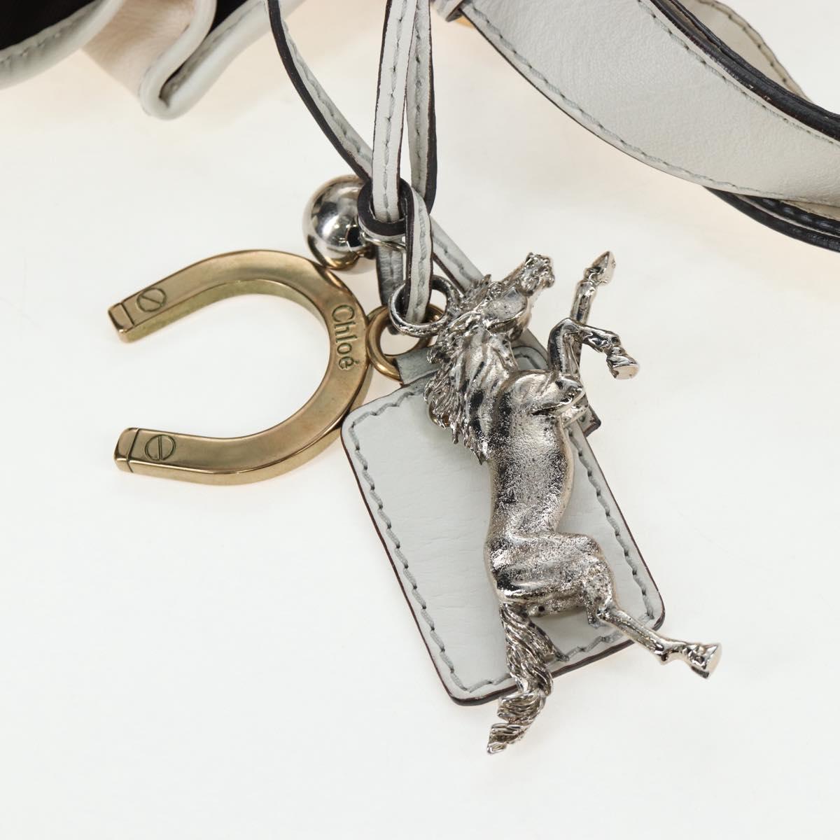 Chloe Kerala Hand Bag Leather White Gold Auth am12715V