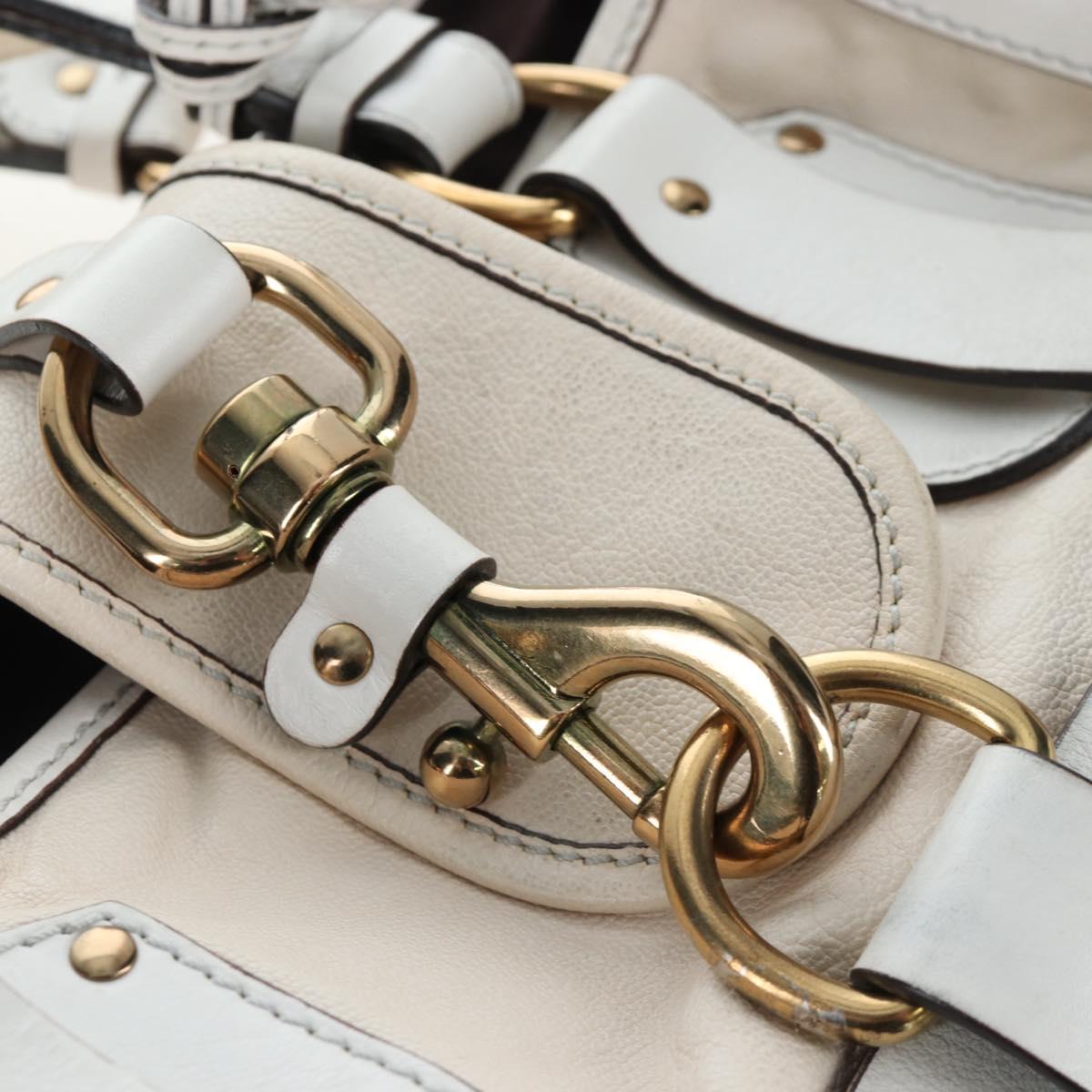 Chloe Kerala Hand Bag Leather White Gold Auth am12715V