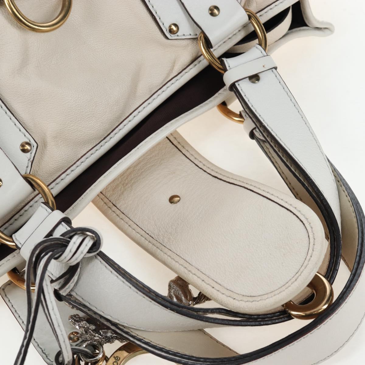 Chloe Kerala Hand Bag Leather White Gold Auth am12715V