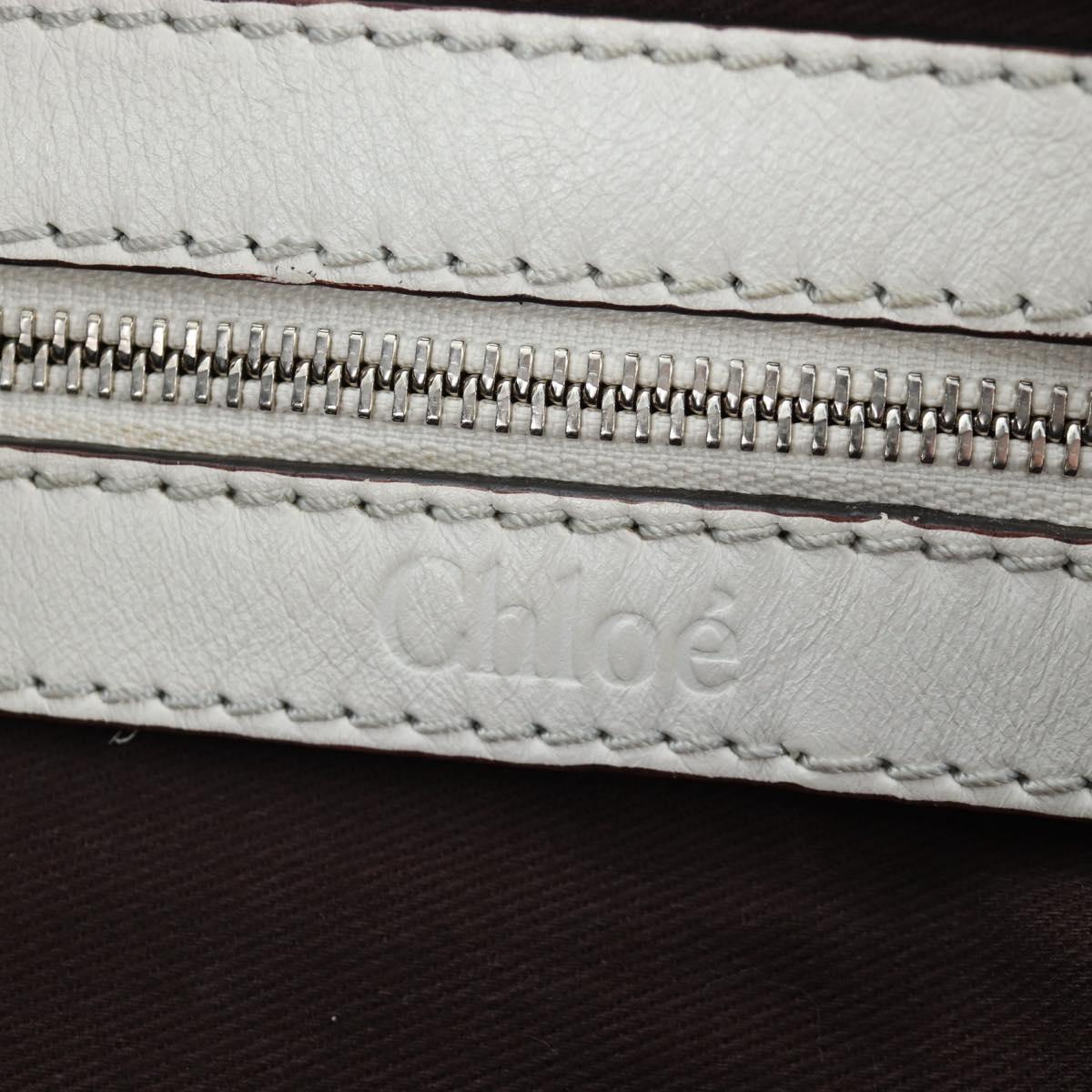 Chloe Kerala Hand Bag Leather White Gold Auth am12715V