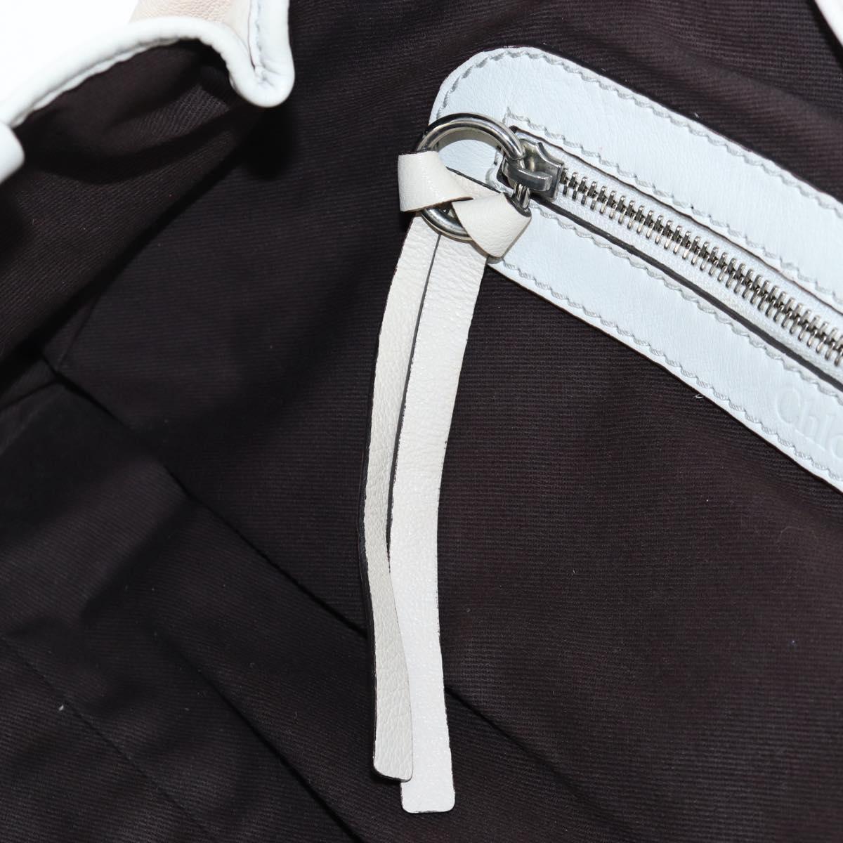 Chloe Kerala Hand Bag Leather White Gold Auth am12715V