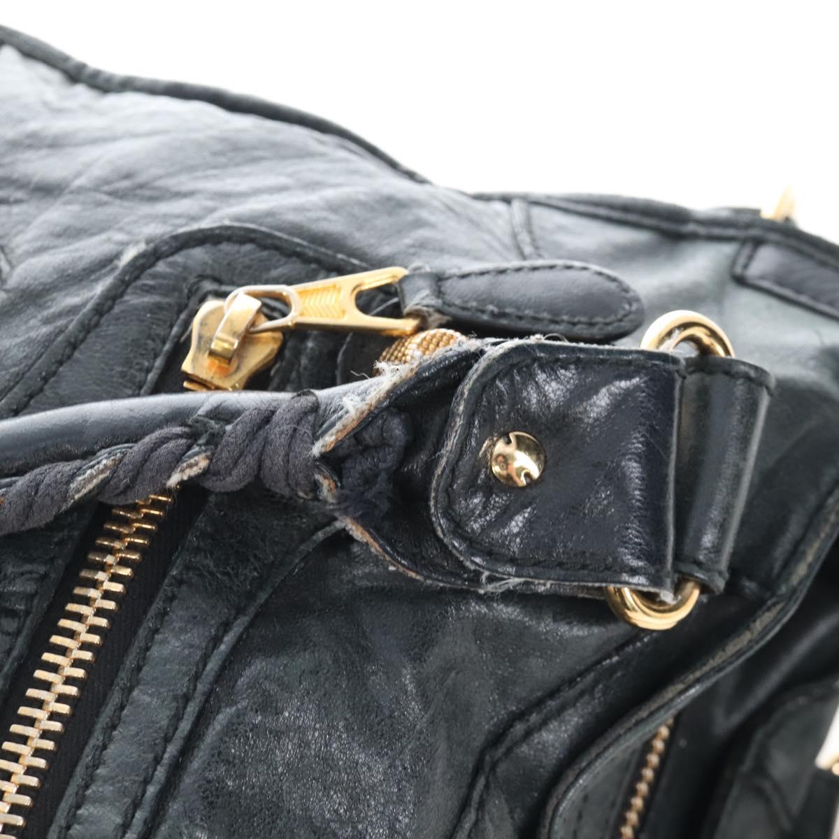 Balenciaga The Giant City Hand Bag Leather 2way Black Gold 173084 Auth am12719V