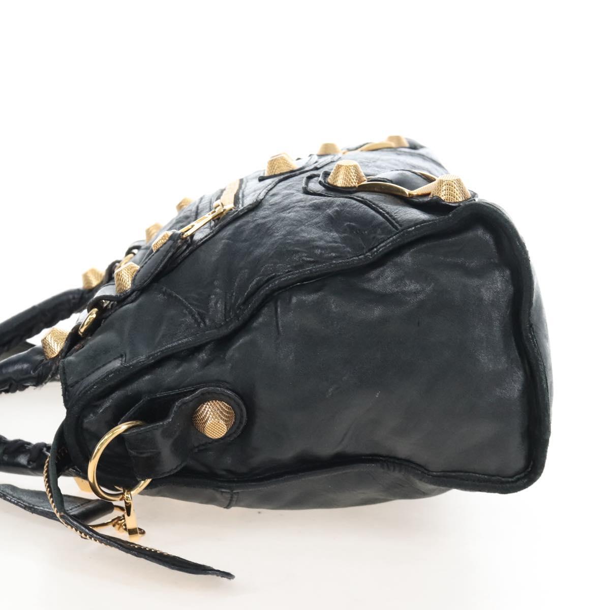 Balenciaga The Giant City Hand Bag Leather 2way Black Gold 173084 Auth am12719V