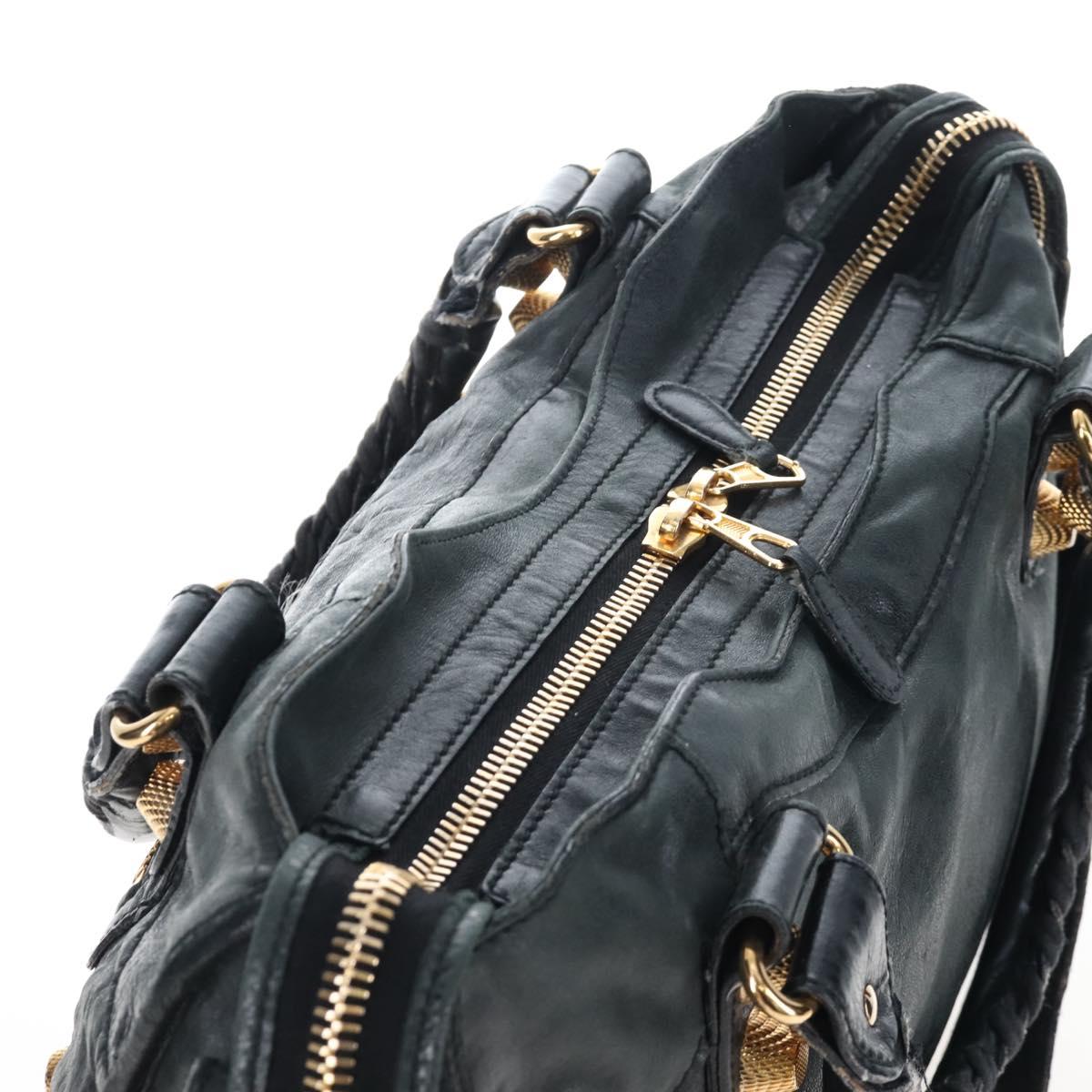 Balenciaga The Giant City Hand Bag Leather 2way Black Gold 173084 Auth am12719V