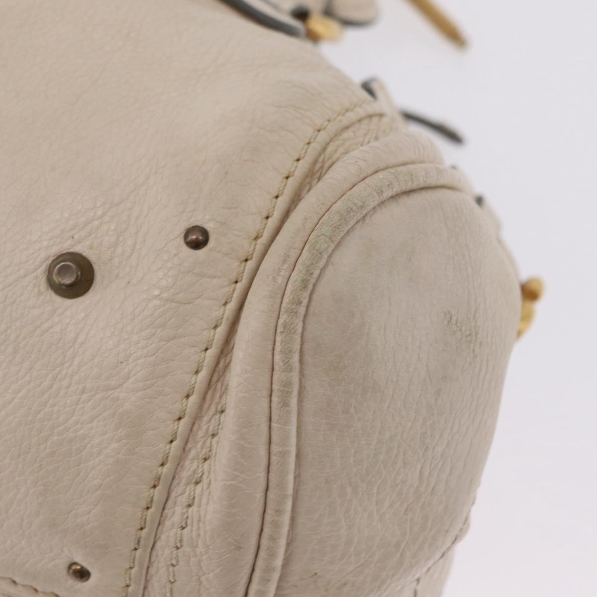 Chloe Paddington Hand Bag Leather Ivory Gold Silver Auth am12724V
