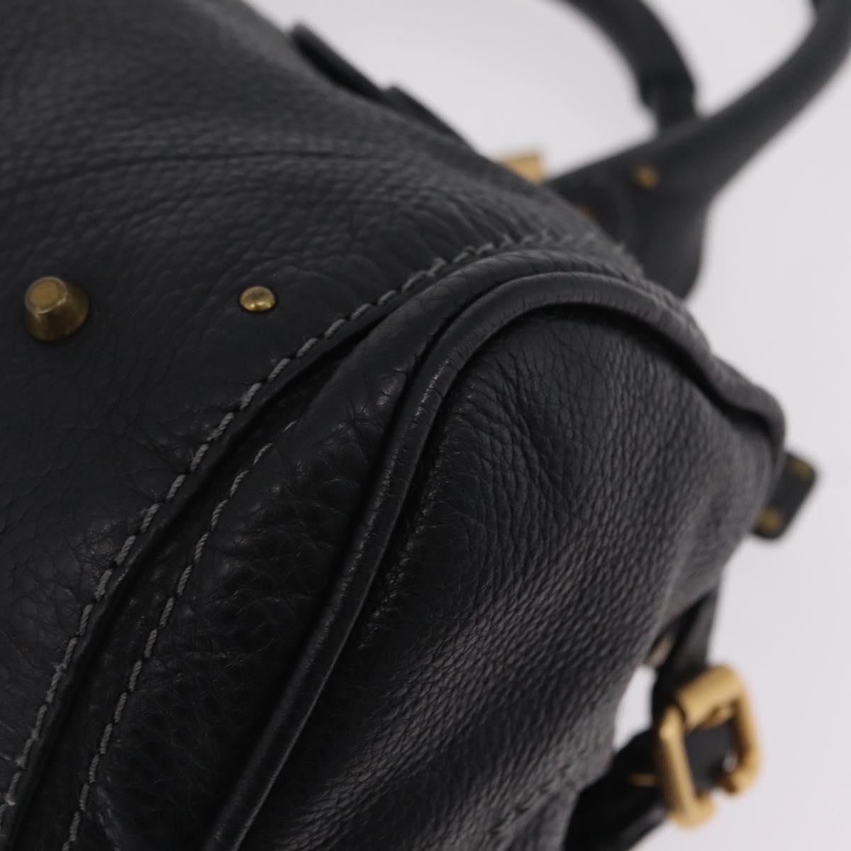 Chloe Paddington Hand Bag Leather Black Gold Silver Auth am12725V