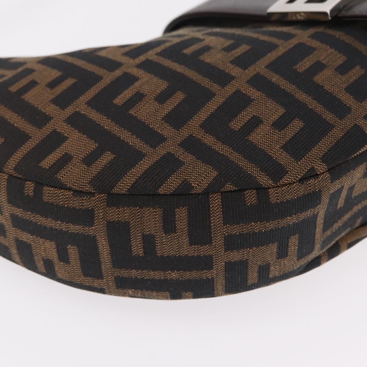 FENDI Zucca Canvas Mamma Baguette Shoulder Bag Brown Black Auth am12730M
