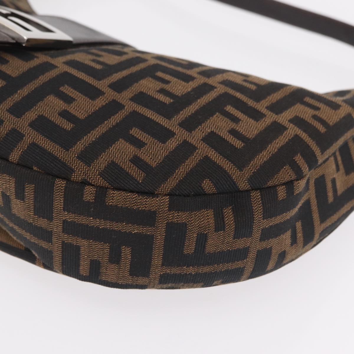 FENDI Zucca Canvas Mamma Baguette Shoulder Bag Brown Black Auth am12730M