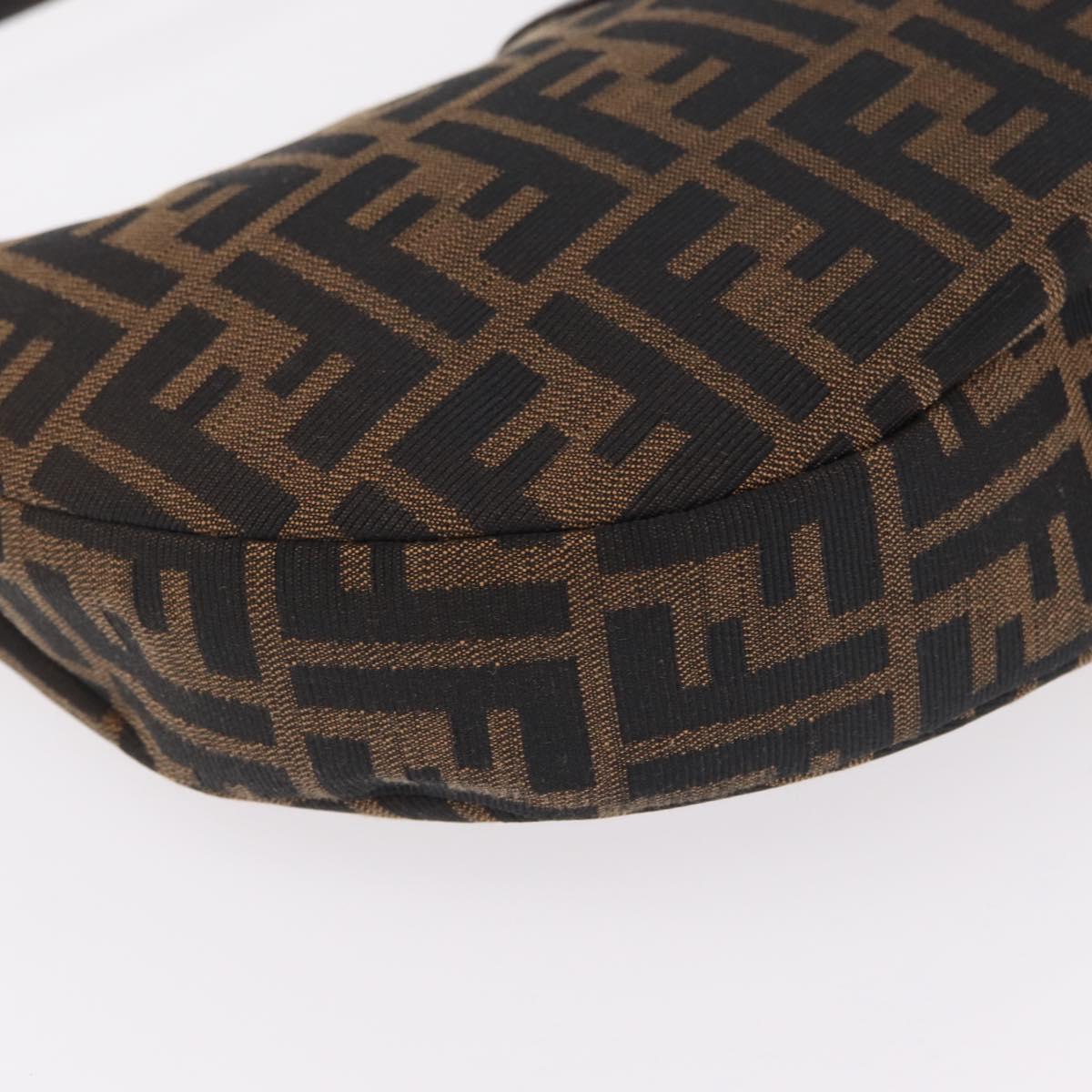 FENDI Zucca Canvas Mamma Baguette Shoulder Bag Brown Black Auth am12730M
