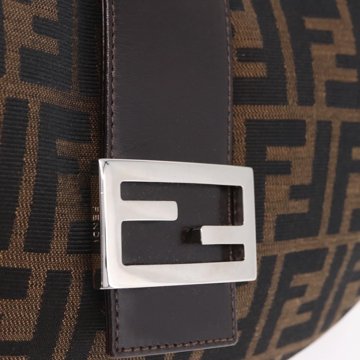 FENDI Zucca Canvas Mamma Baguette Shoulder Bag Brown Black Auth am12730M