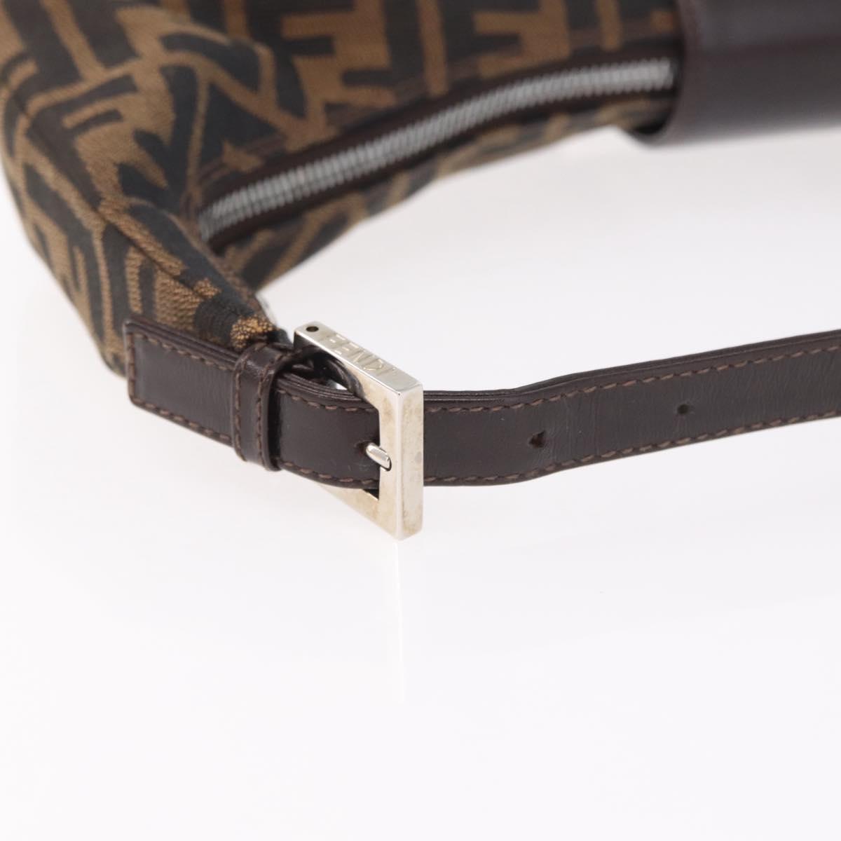 FENDI Zucca Canvas Mamma Baguette Shoulder Bag Brown Black Auth am12730M