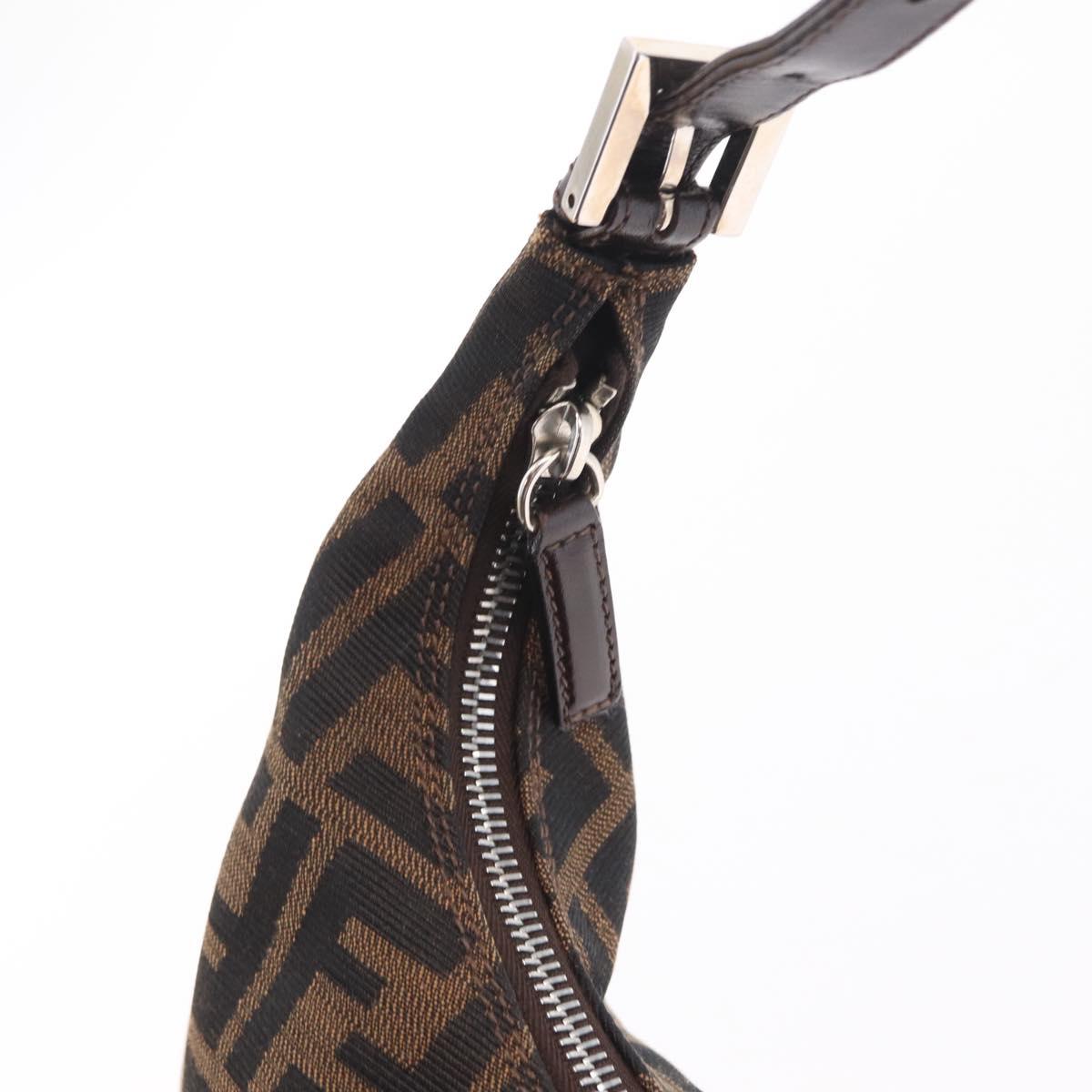 FENDI Zucca Canvas Mamma Baguette Shoulder Bag Brown Black Auth am12730M