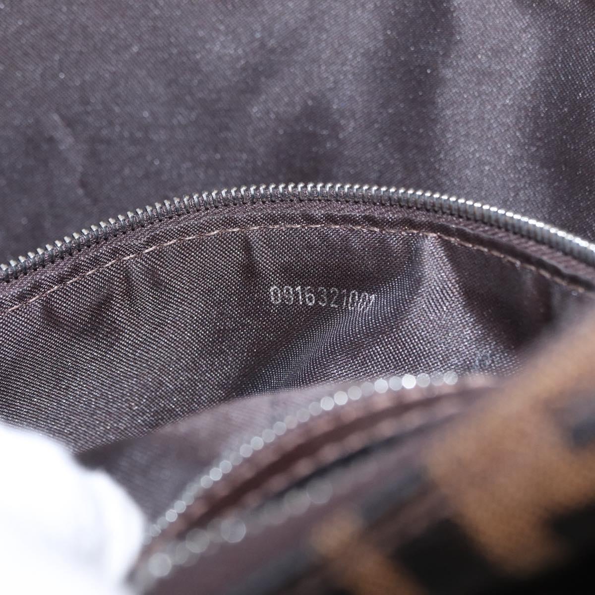 FENDI Zucca Canvas Mamma Baguette Shoulder Bag Brown Black Auth am12730M