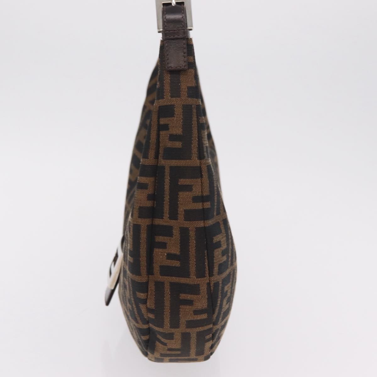 FENDI Zucca Canvas Mamma Baguette Shoulder Bag Brown Black Auth am12730M