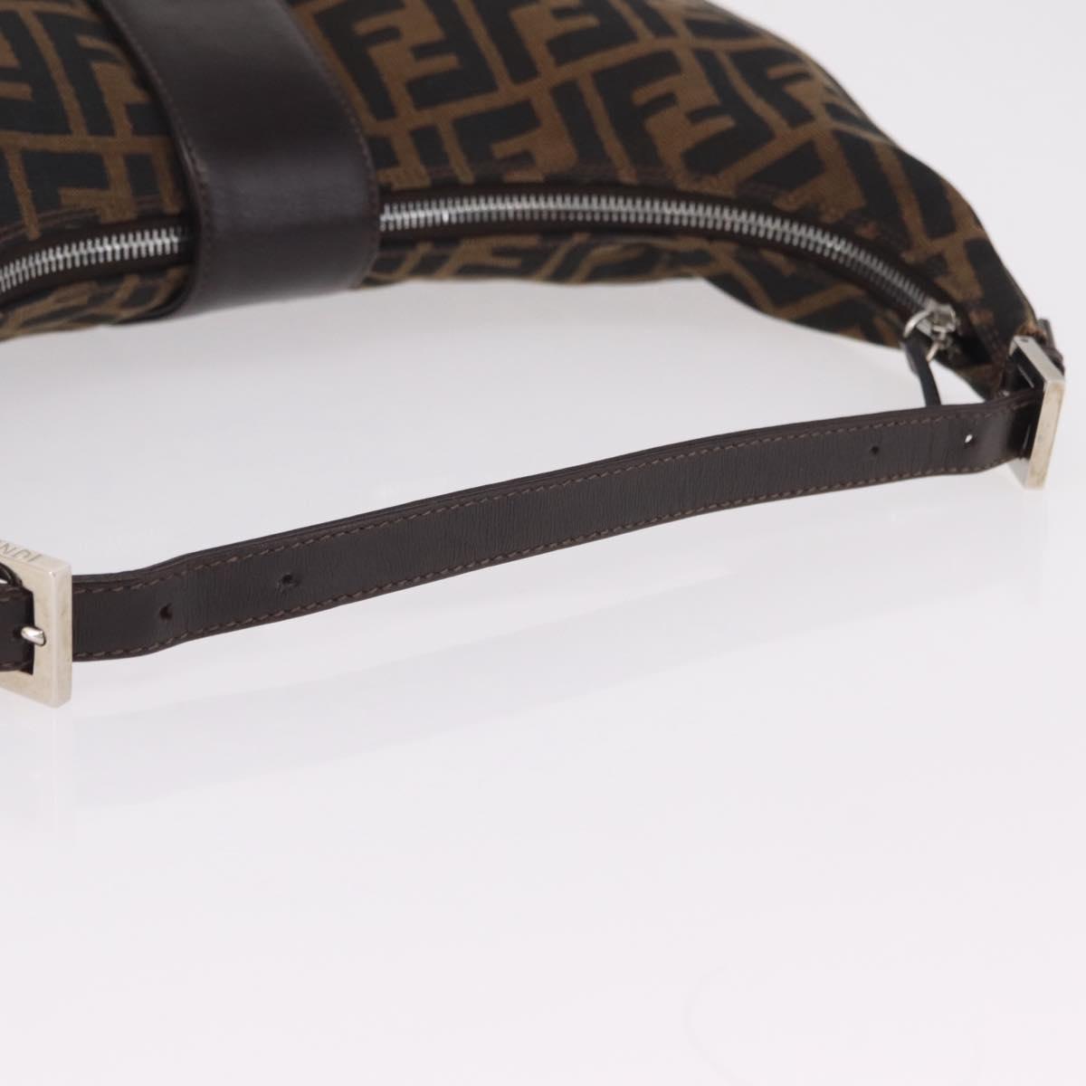 FENDI Zucca Canvas Mamma Baguette Shoulder Bag Brown Black Auth am12730M