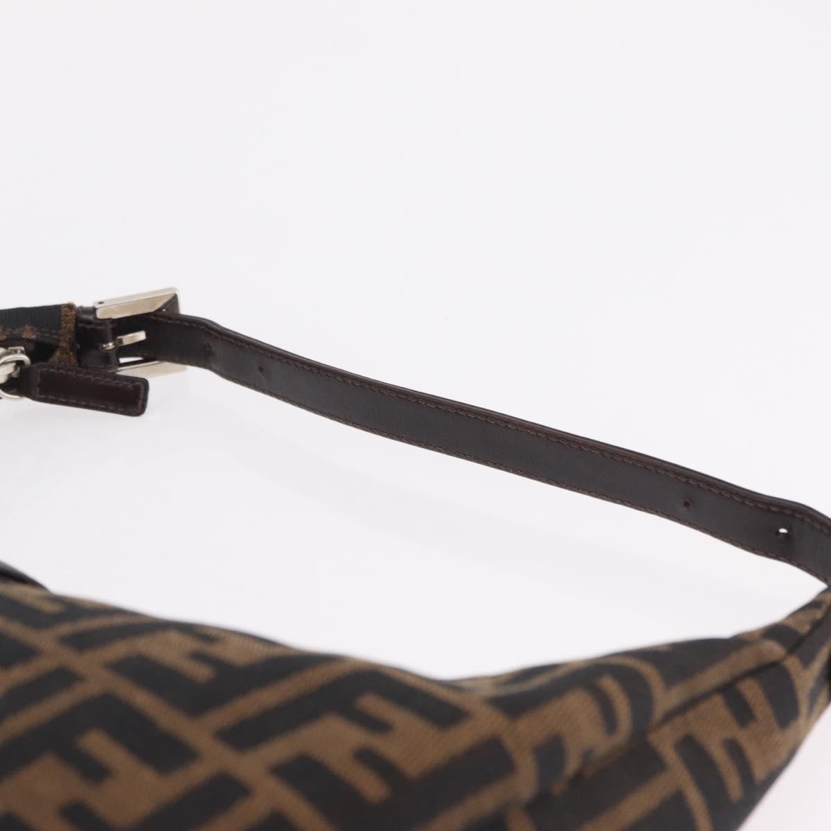 FENDI Zucca Canvas Mamma Baguette Shoulder Bag Brown Black Auth am12730M