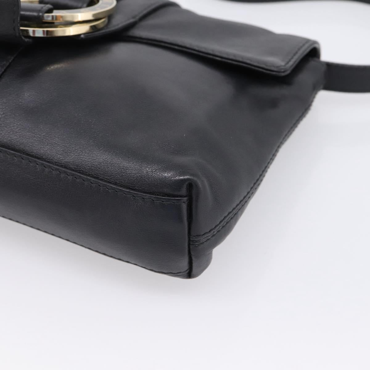 BVLGARI Chandra Shoulder Bag Leather Black Gold Auth am12731V