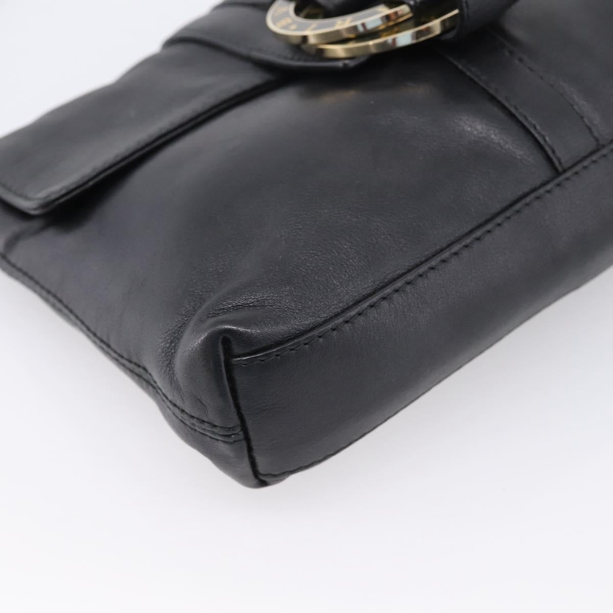 BVLGARI Chandra Shoulder Bag Leather Black Gold Auth am12731V