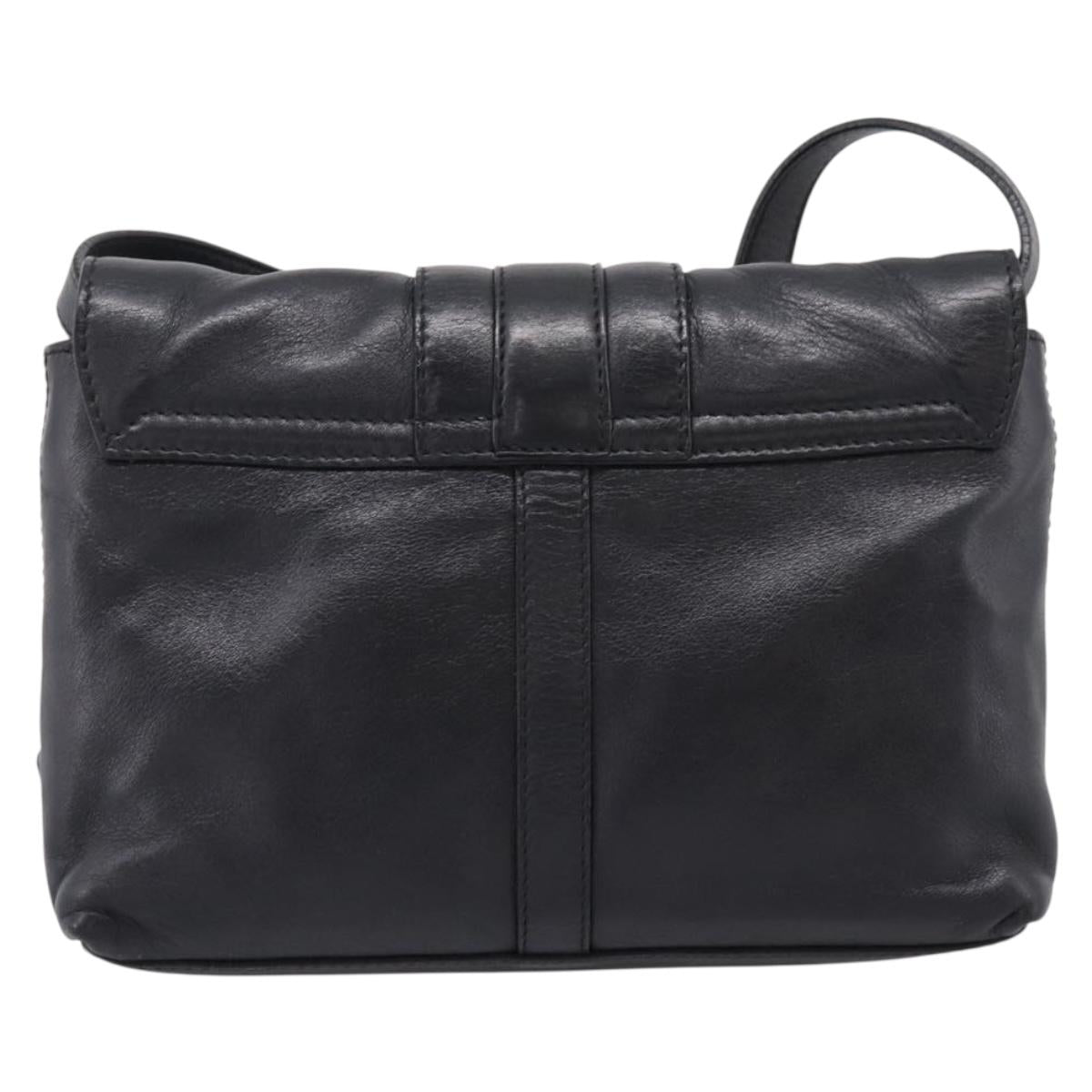 BVLGARI Chandra Shoulder Bag Leather Black Gold Auth am12731V