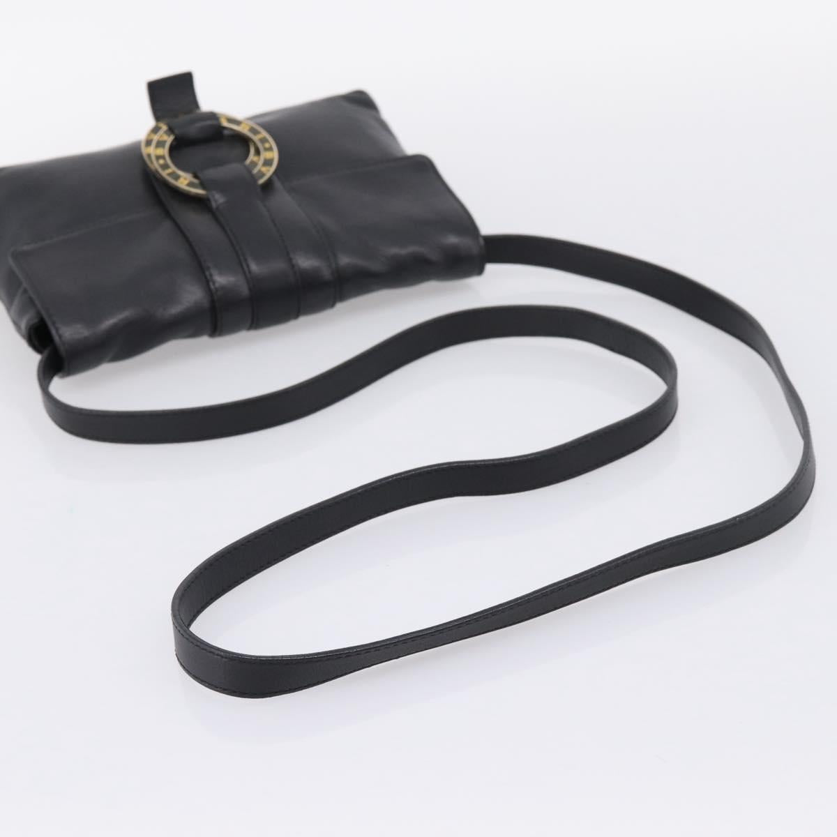 BVLGARI Chandra Shoulder Bag Leather Black Gold Auth am12731V
