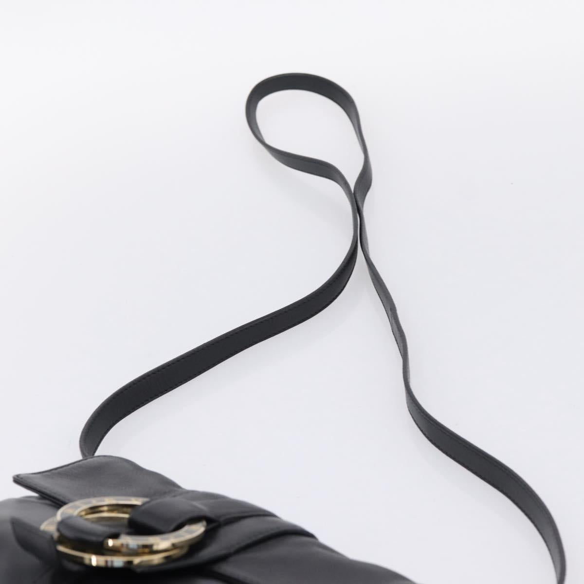 BVLGARI Chandra Shoulder Bag Leather Black Gold Auth am12731V