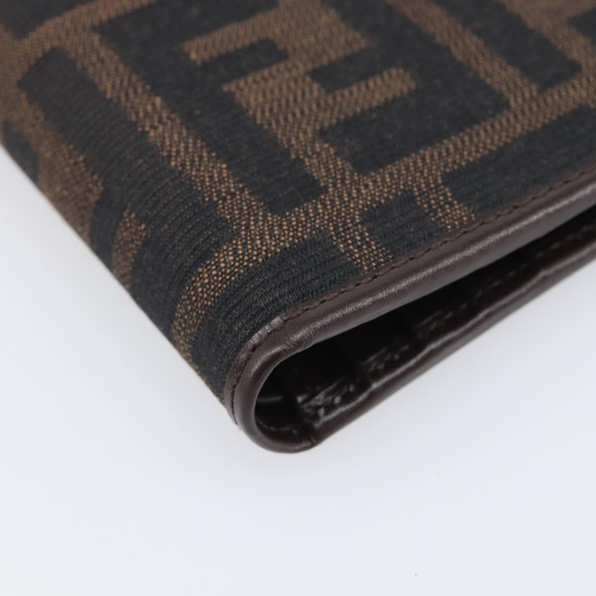FENDI Zucca Canvas Passport Case Brown Auth am12732M