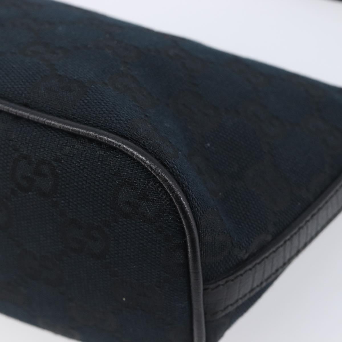 GUCCI GG Canvas Web Sherry Line Pouch Black Silver 141809 Auth am12736V