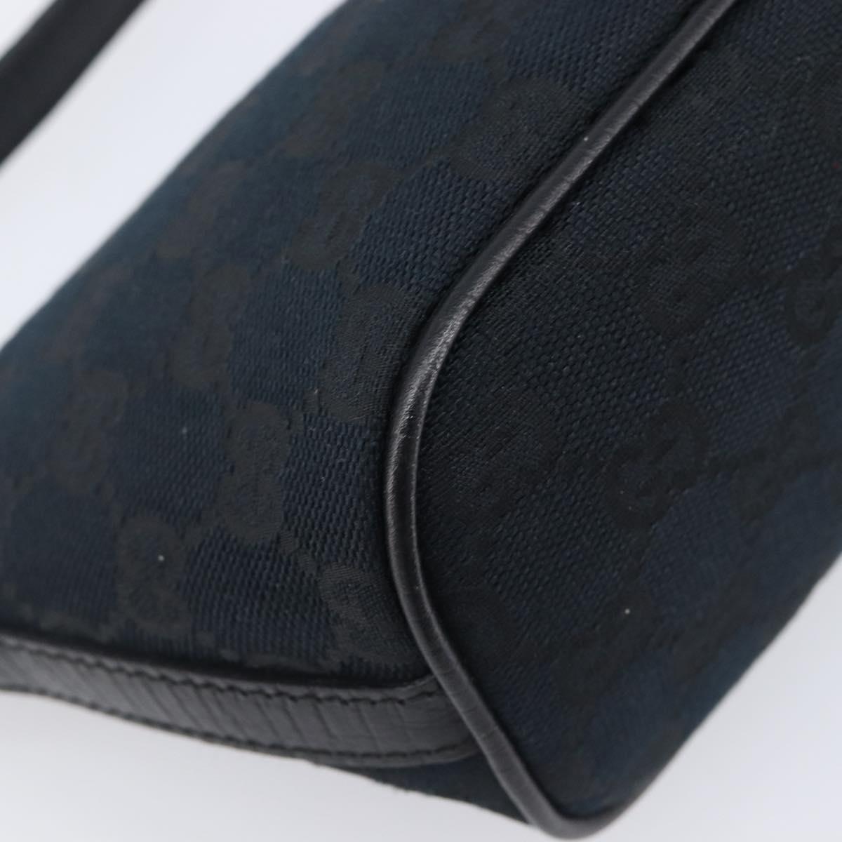 GUCCI GG Canvas Web Sherry Line Pouch Black Silver 141809 Auth am12736V