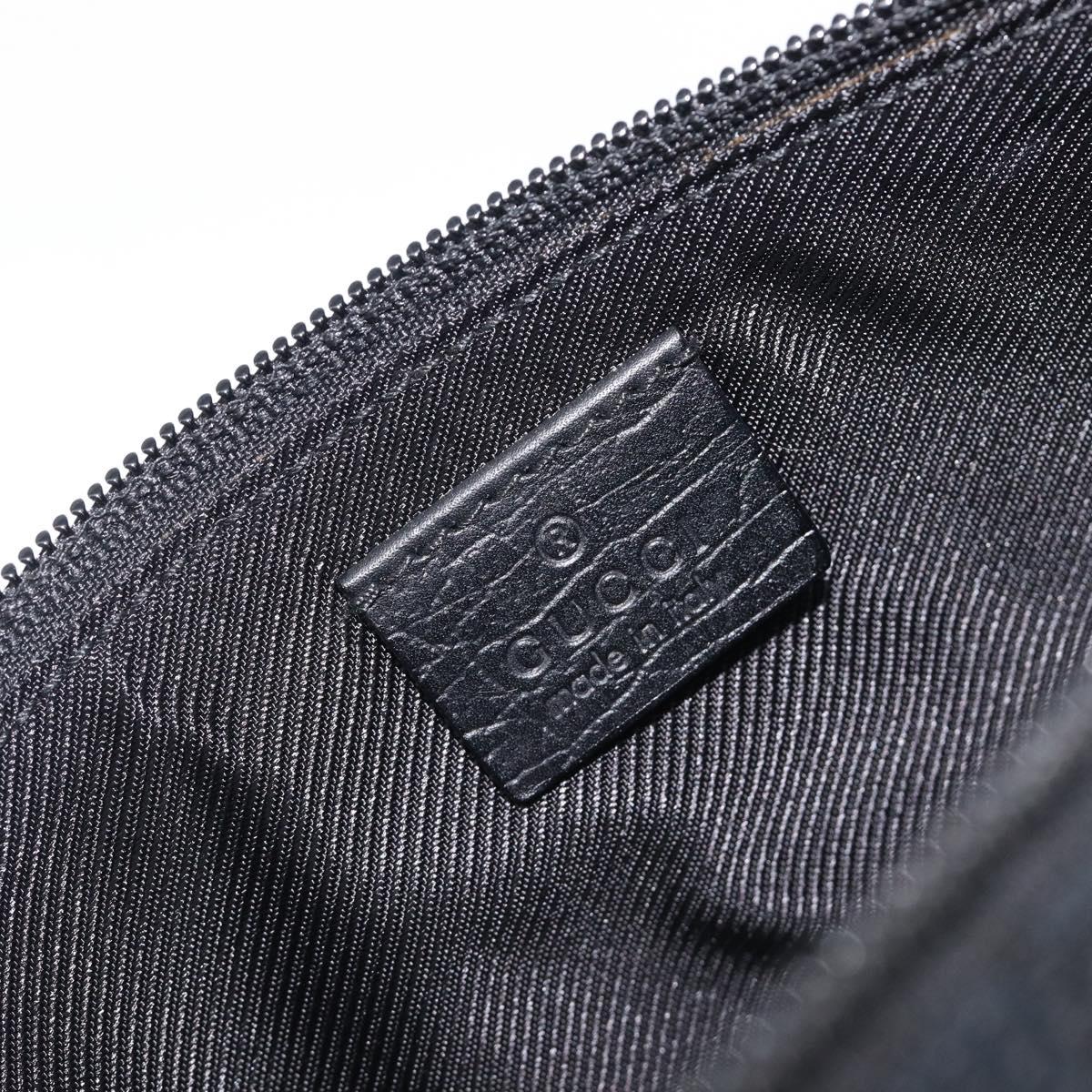 GUCCI GG Canvas Web Sherry Line Pouch Black Silver 141809 Auth am12736V