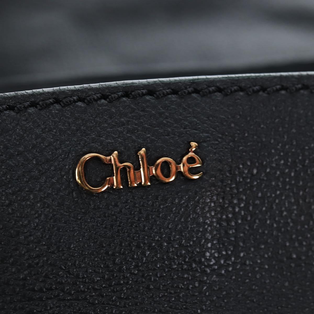 Chloe Elsie Hand Bag Leather 2way Black Gold Auth am12745V
