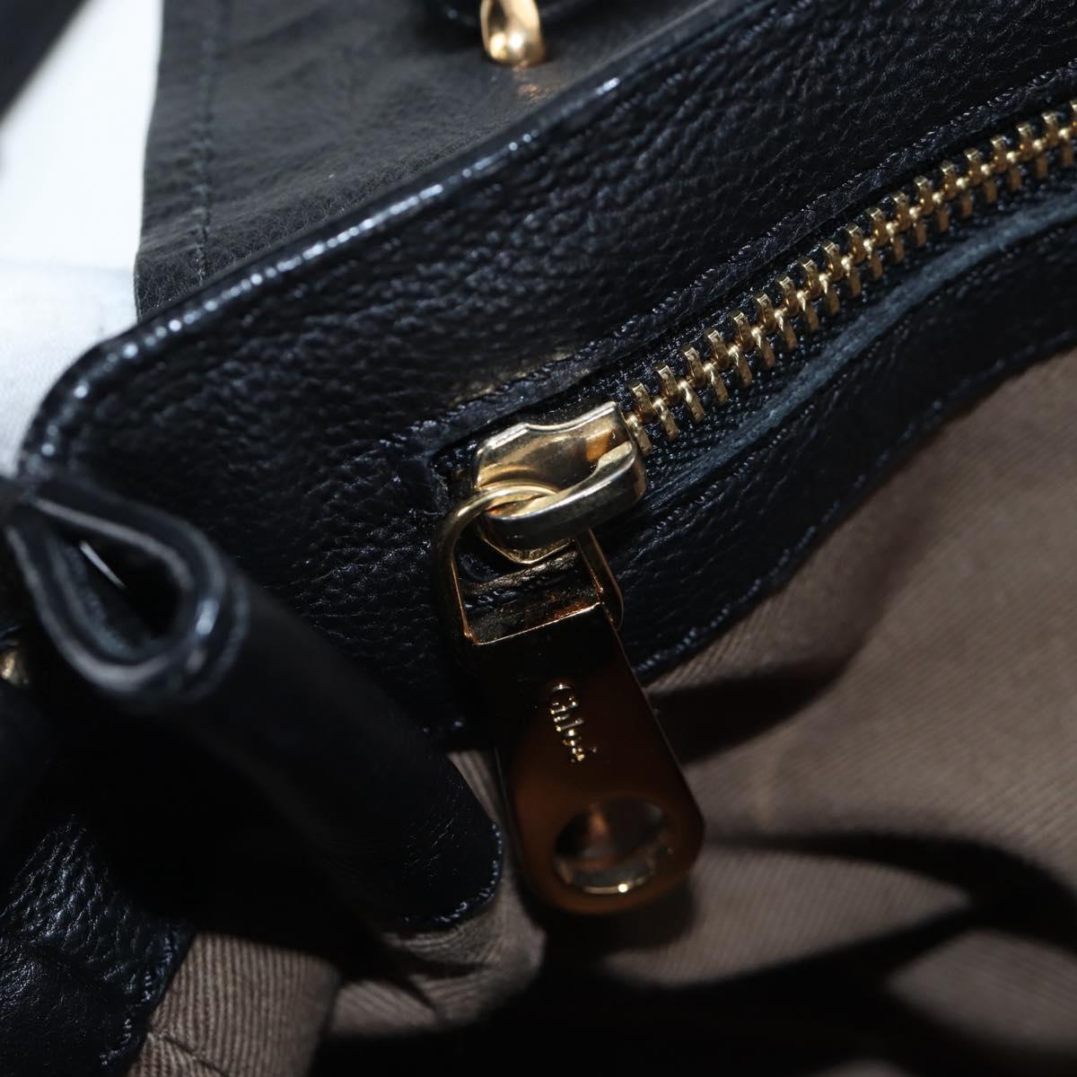 Chloe Elsie Hand Bag Leather 2way Black Gold Auth am12745V