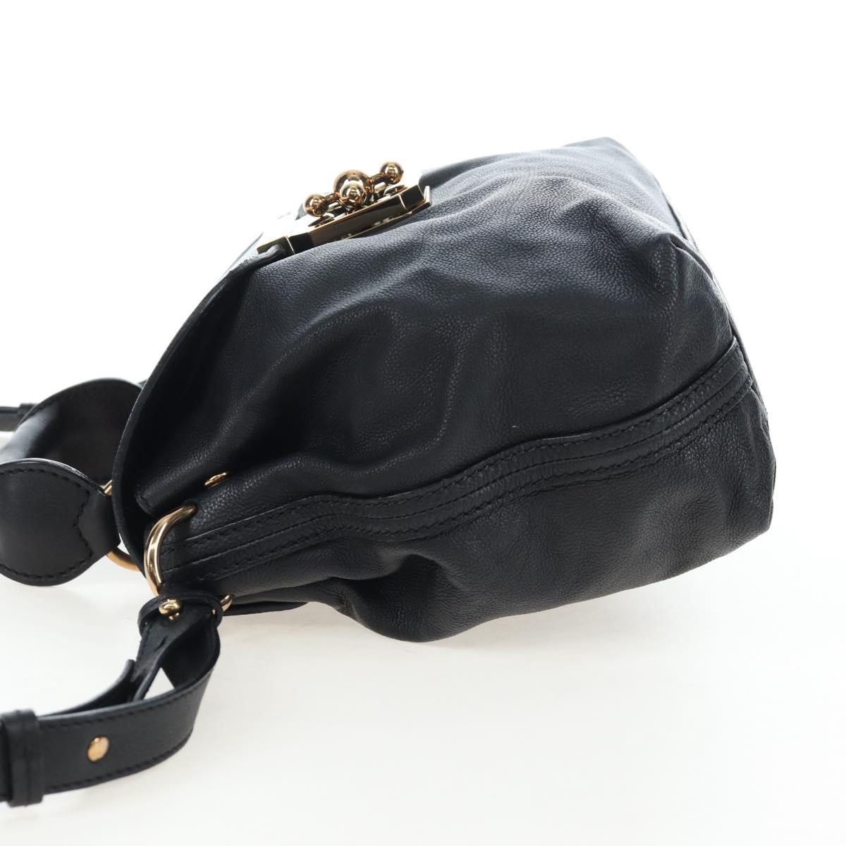 Chloe Elsie Hand Bag Leather 2way Black Gold Auth am12745V