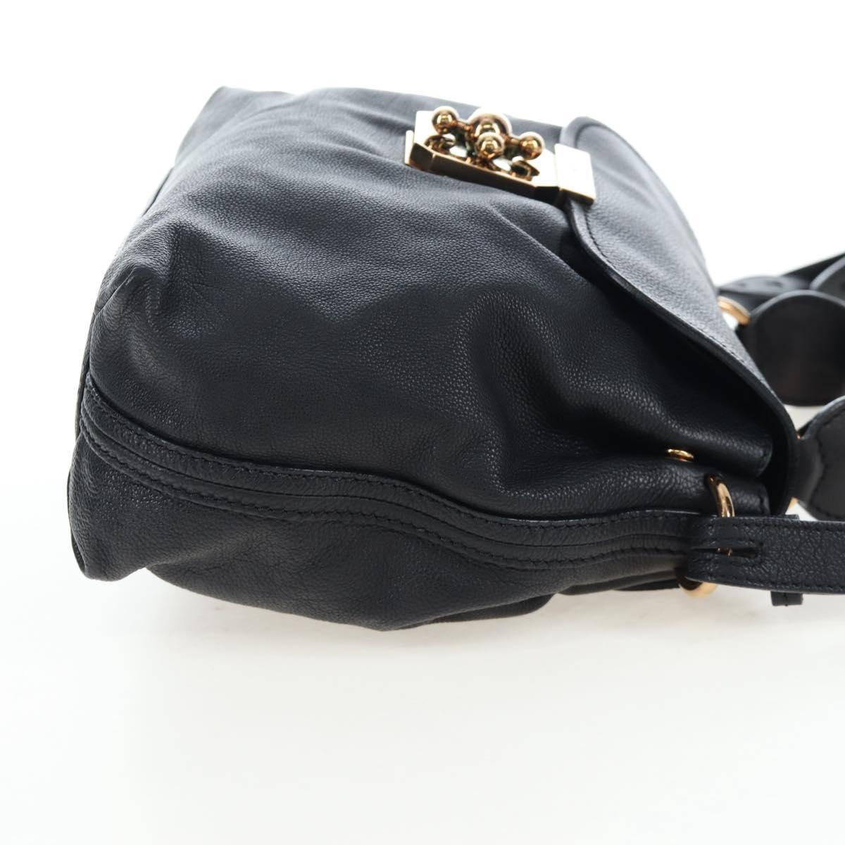 Chloe Elsie Hand Bag Leather 2way Black Gold Auth am12745V