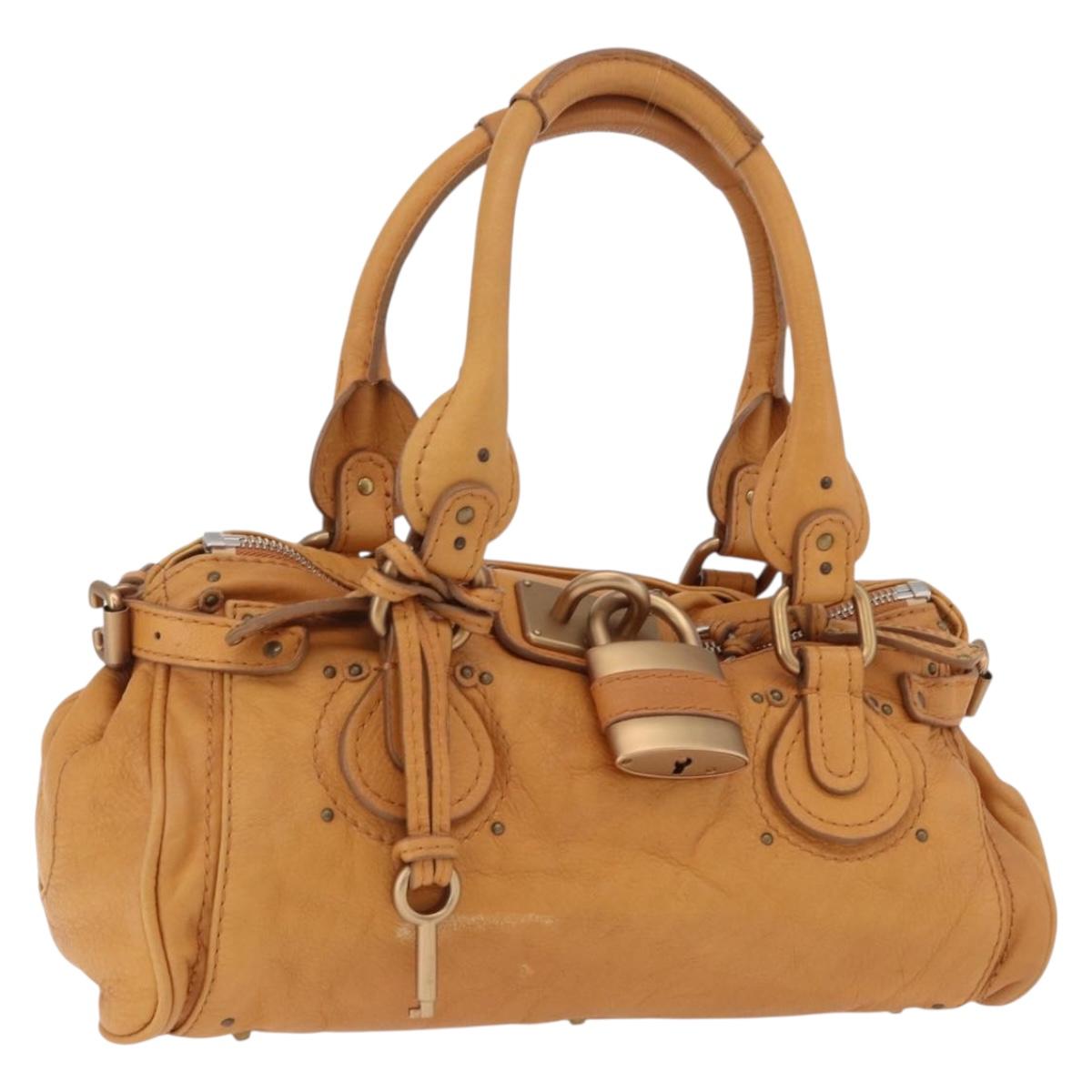Chloe Paddington Hand Bag Leather Brown Gold Silver Auth am12746V
