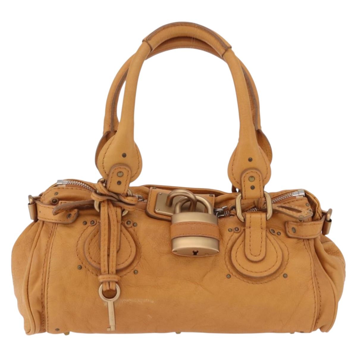 Chloe Paddington Hand Bag Leather Brown Gold Silver Auth am12746V