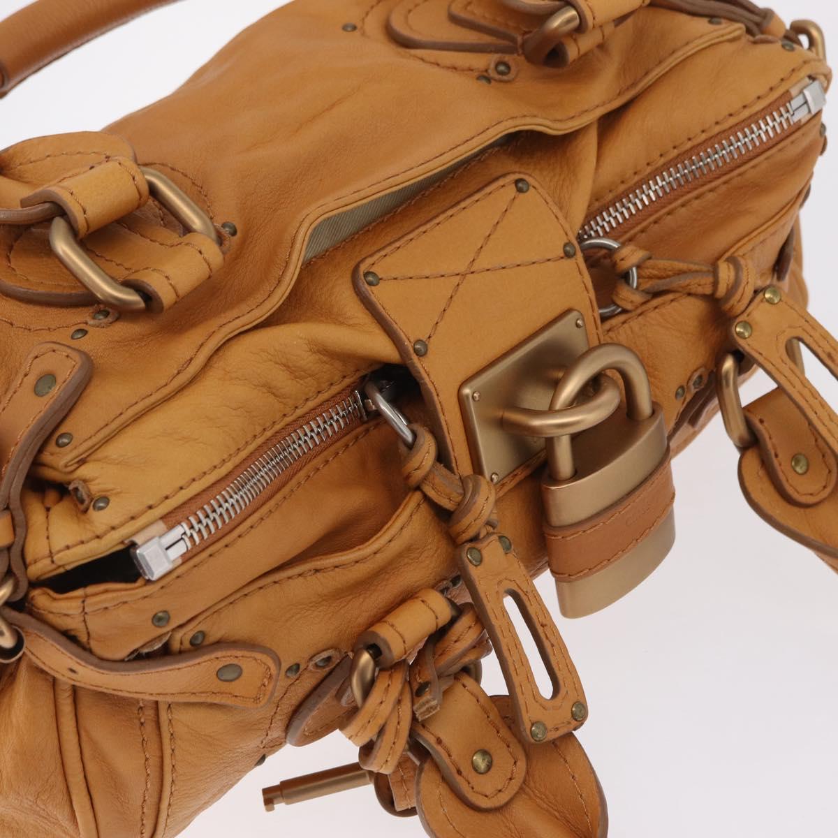 Chloe Paddington Hand Bag Leather Brown Gold Silver Auth am12746V