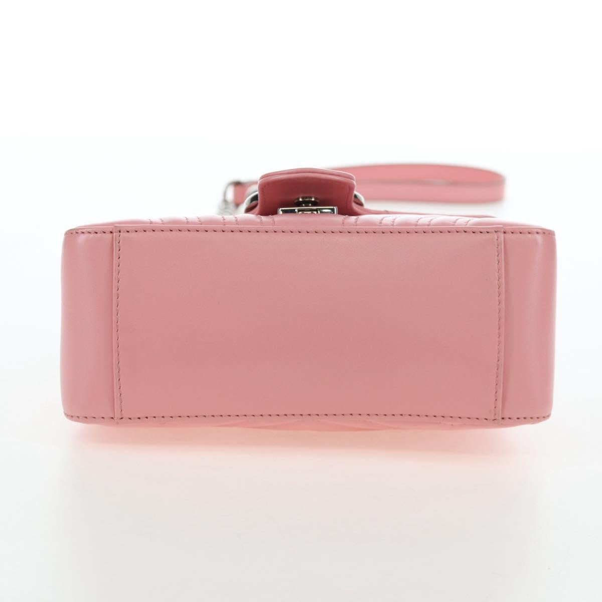 GUCCI GG Marmont Hand Bag Leather 2way Pink Silver 547260 Auth am12748M