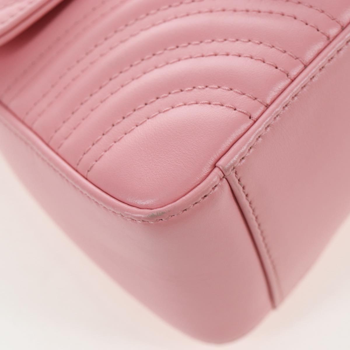GUCCI GG Marmont Hand Bag Leather 2way Pink Silver 547260 Auth am12748M