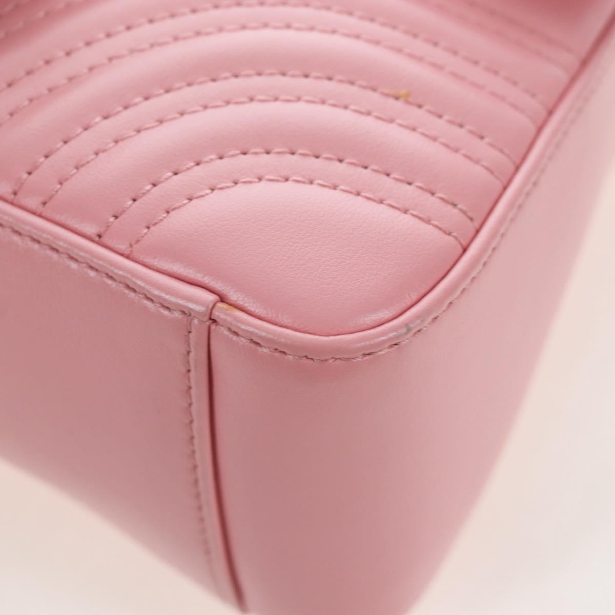 GUCCI GG Marmont Hand Bag Leather 2way Pink Silver 547260 Auth am12748M