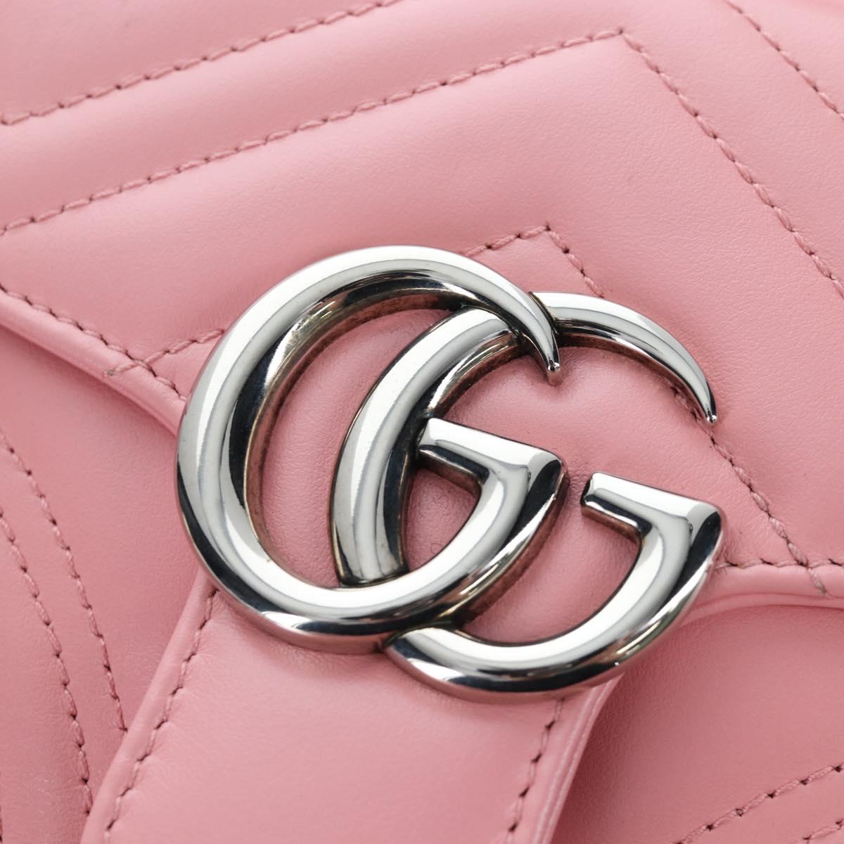 GUCCI GG Marmont Hand Bag Leather 2way Pink Silver 547260 Auth am12748M