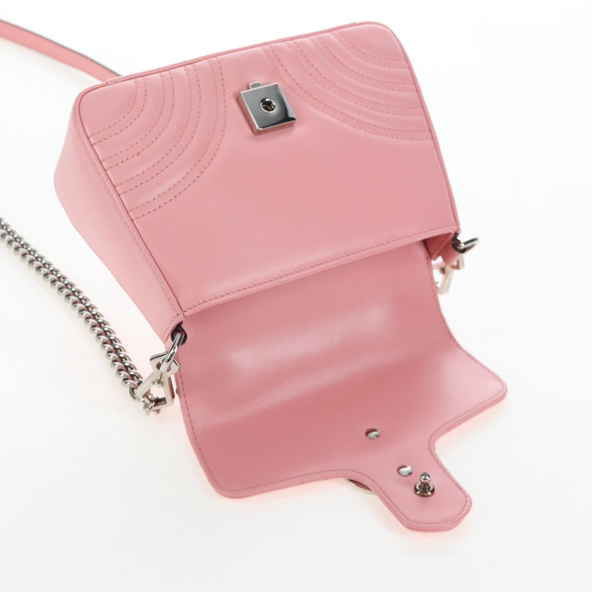 GUCCI GG Marmont Hand Bag Leather 2way Pink Silver 547260 Auth am12748M