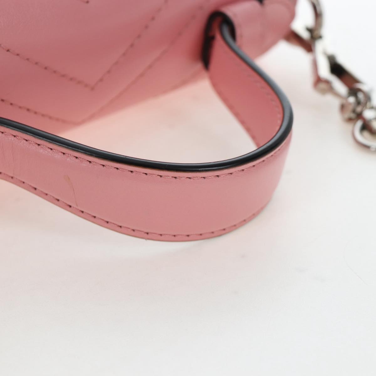 GUCCI GG Marmont Hand Bag Leather 2way Pink Silver 547260 Auth am12748M