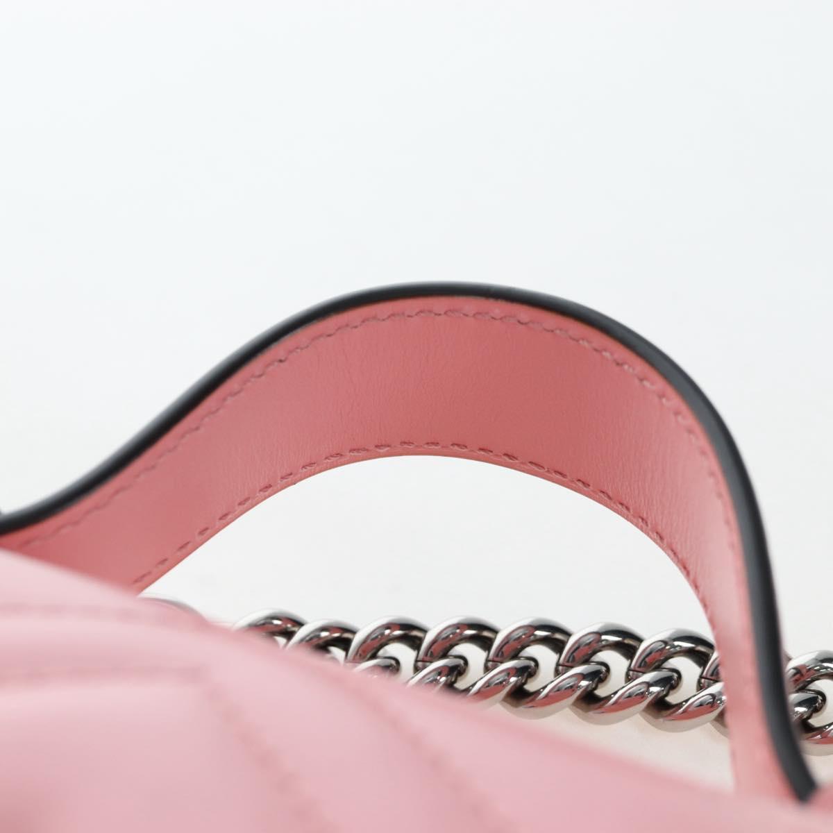 GUCCI GG Marmont Hand Bag Leather 2way Pink Silver 547260 Auth am12748M