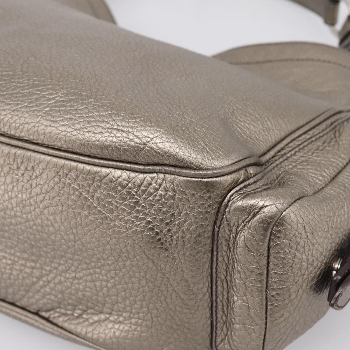 PRADA Shoulder Bag Leather Silver BR3353 Auth am12759V