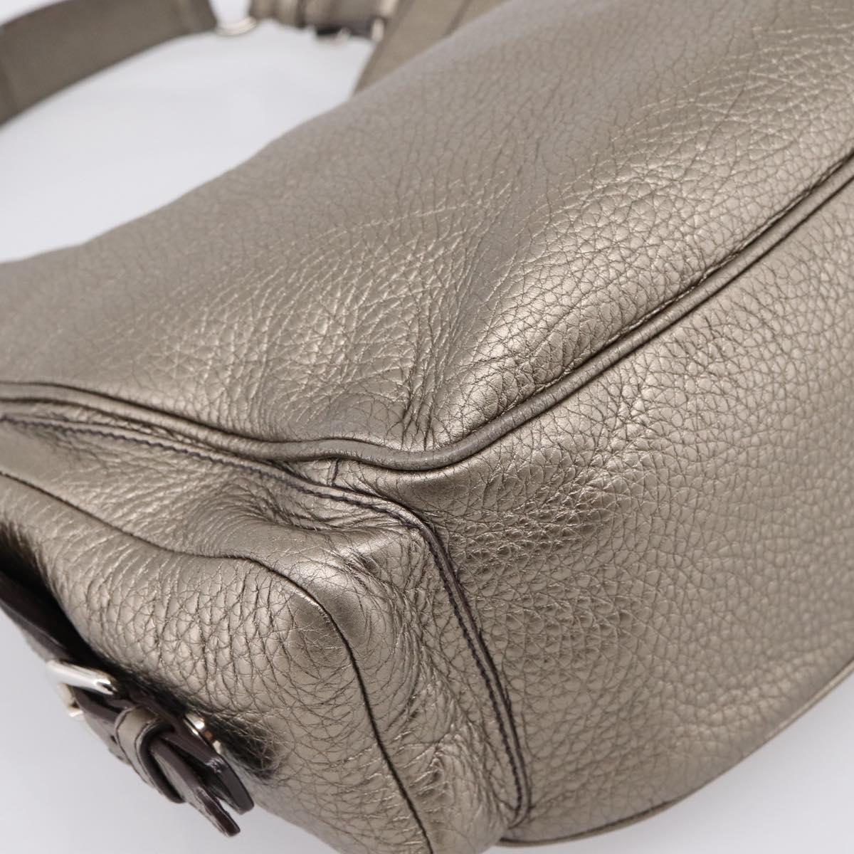 PRADA Shoulder Bag Leather Silver BR3353 Auth am12759V